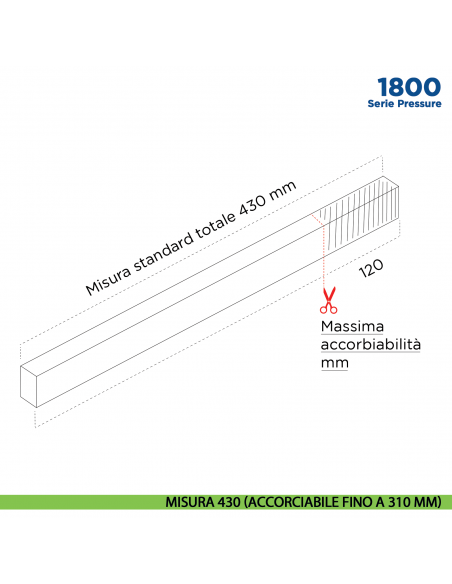 Paraspifferi per porta Comaglio 1800 serie Pressure con alette laterali - misura 430 mm ( accorciabile fino a 310 mm)