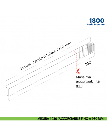 Paraspifferi per porta Comaglio 1800 serie Pressure con alette laterali - misura 1030 mm ( accorciabile fino a 930 mm)