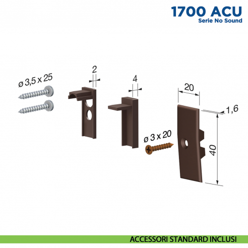 Paraspifferi per porta Comaglio 1703 ACU serie No Sound - accessori standard inclusi