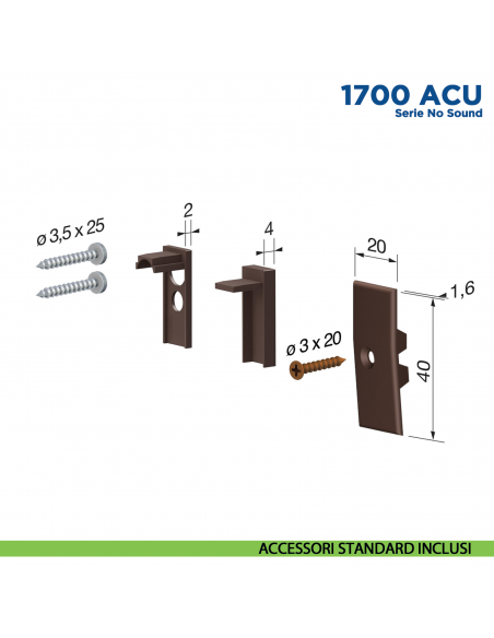 Paraspifferi per porta Comaglio 1703 ACU serie No Sound - accessori standard inclusi