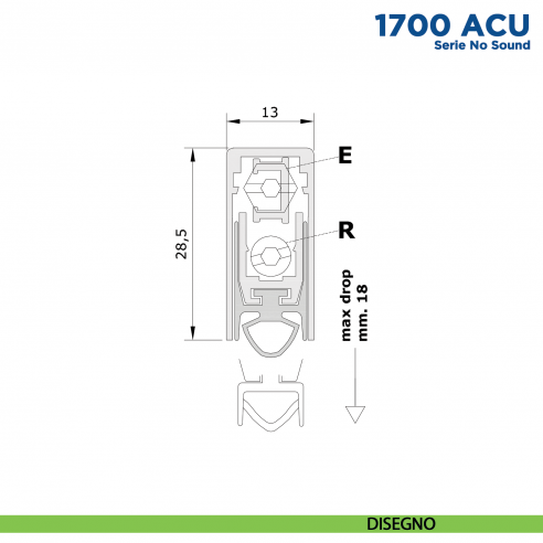 Paraspifferi per porta Comaglio 1703 ACU serie No Sound - disegno