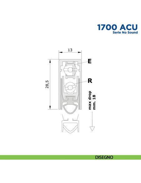 Paraspifferi per porta Comaglio 1703 ACU serie No Sound - disegno