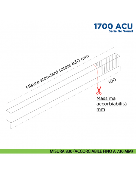 Paraspifferi per porta Comaglio 1703 ACU serie No Sound - misura 830 mm ( accorciabile fino a 730 mm)