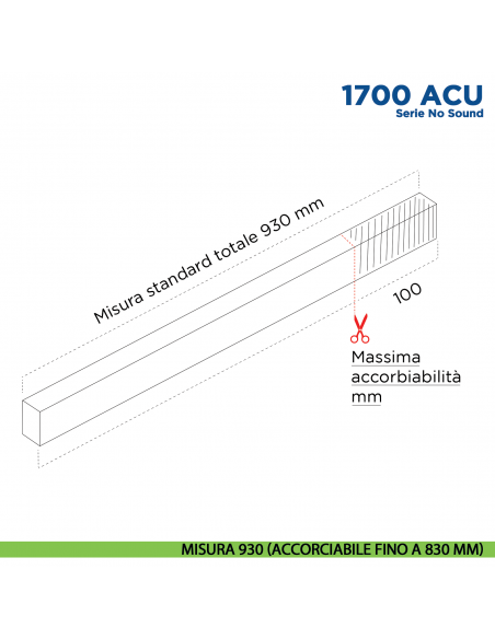 Paraspifferi per porta Comaglio 1703 ACU serie No Sound - misura 930 mm ( accorciabile fino a 830 mm)