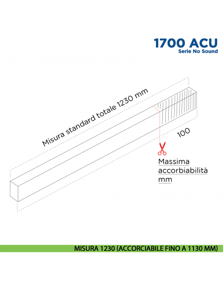 Paraspifferi per porta Comaglio 1703 ACU serie No Sound - misura 1230 mm ( accorciabile fino a 1130 mm)