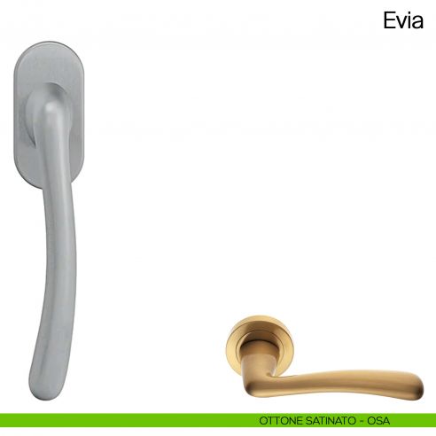 Maniglia martellina DK per finestra Evia Manital ottone satinato