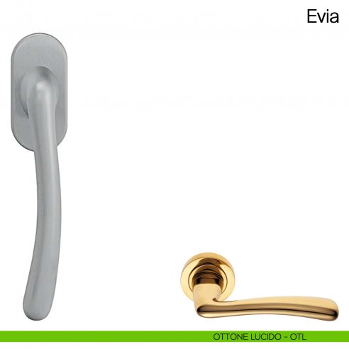 Maniglia martellina DK per finestra Evia Manital ottone lucido