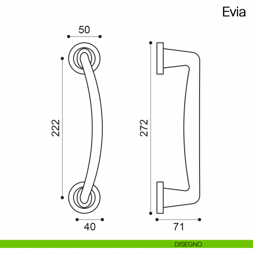 Maniglione per porta Evia Manital con rosette disegno