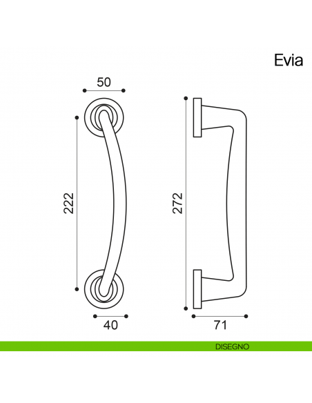 Maniglione per porta Evia Manital con rosette disegno