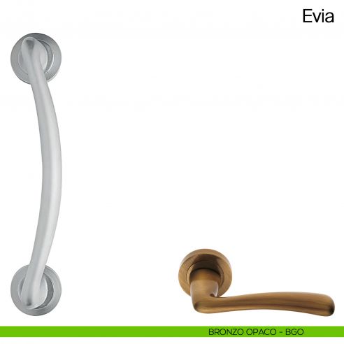 Maniglione per porta Evia Manital con rosette bronzato