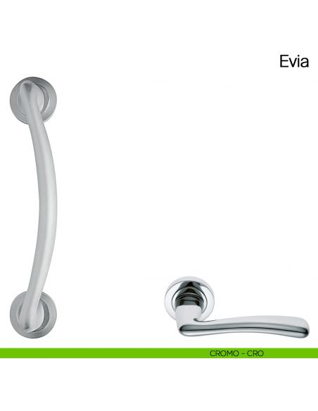 Maniglione per porta Evia Manital con rosette cromato