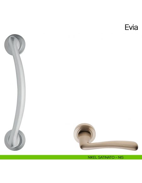 Maniglione per porta Evia Manital con rosette nikel satinato