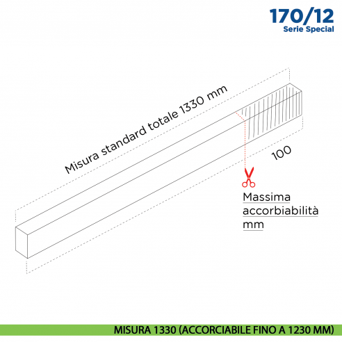 Paraspifferi per porta Comaglio 170 12 serie Special - misura 1330 mm (accorciabile fino a 1230 mm)
