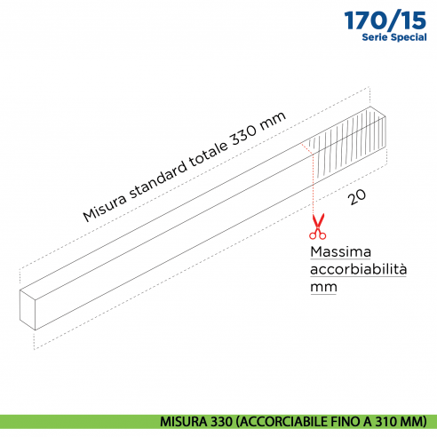Paraspifferi per porta Comaglio 170 15 serie Special - misura 330 mm (accorciabile fino a 310 mm)