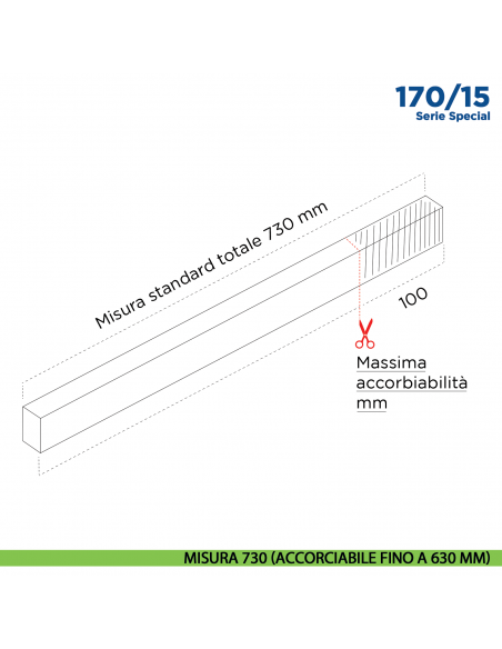 Paraspifferi per porta Comaglio 170 15 serie Special - misura 730 mm (accorciabile fino a 630 mm)