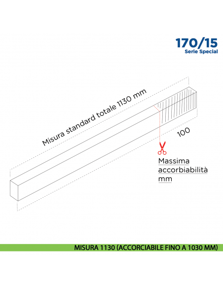 Paraspifferi per porta Comaglio 170 15 serie Special - misura 1130 mm (accorciabile fino a 1030 mm)