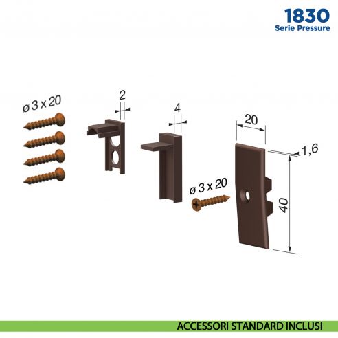 Paraspifferi per porta Comaglio 1830 serie Pressure con alette laterali - accessori standard inclusi