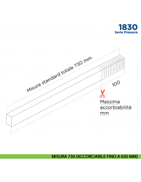 Paraspifferi per porta Comaglio 1830 serie Pressure con alette laterali - misura 730 mm ( accorciabile fino a 630 mm)