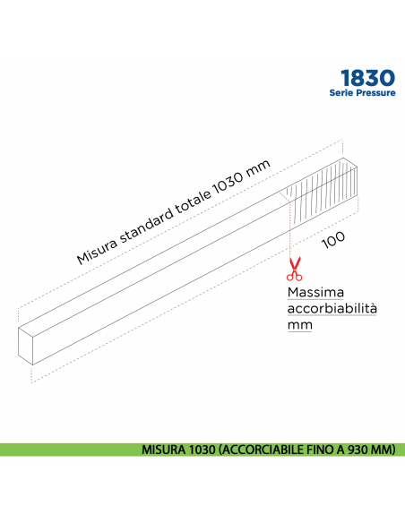 Paraspifferi per porta Comaglio 1830 serie Pressure con alette laterali - misura 1030 mm ( accorciabile fino a 930 mm)