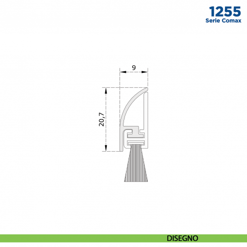 Paraspifferi fisso esterno per porta Comaglio 1255 serie Comax fai da te - disegno