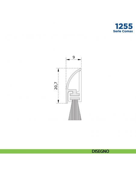 Paraspifferi fisso esterno per porta Comaglio 1255 serie Comax fai da te - disegno