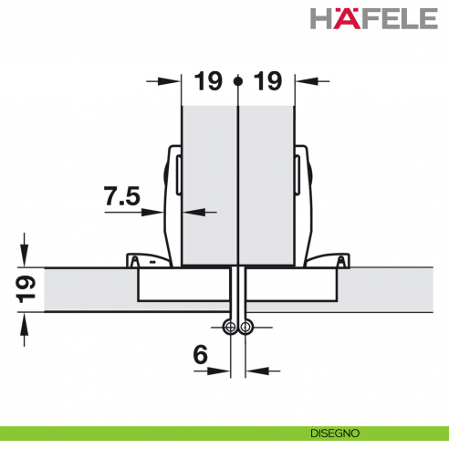 Cerniera per mobile da ufficio Hafele Aximat 100 SM per montaggio ad angolo foro diametro 35 mm - disegno