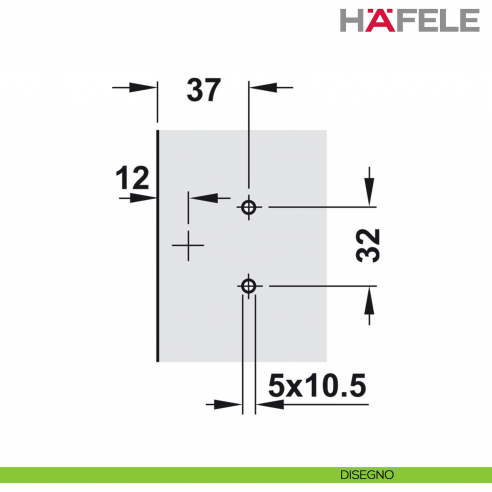 Cerniera per mobile da ufficio Hafele Aximat 100 SM per montaggio ad angolo foro diametro 35 mm - disegno