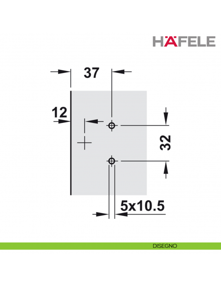Cerniera per mobile da ufficio Hafele Aximat 100 SM per montaggio ad angolo foro diametro 35 mm - disegno