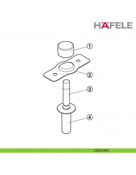 Fermaporta magnetico invisibile a pavimento Hafele - disegno