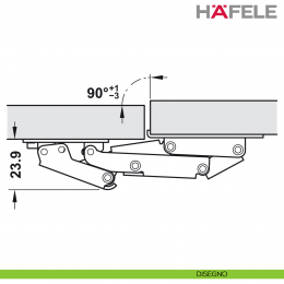 Cerniera Hafele CH 300 per anta a ribalta fino a 2,1 kg per camper e caravan apertura 90 gradi 2