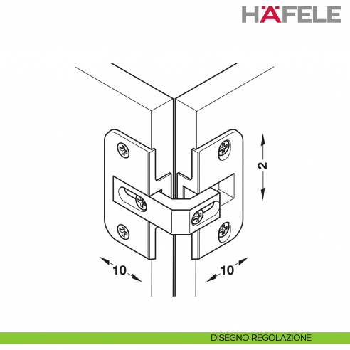 Cerniera per anta a libro per mobile ad angolo Hafele - disegno