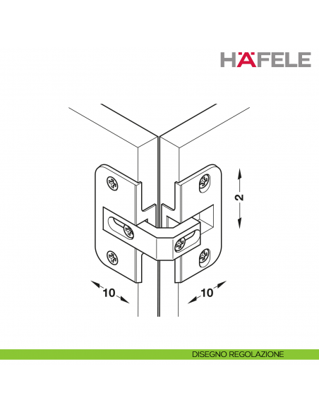Cerniera per anta a libro per mobile ad angolo Hafele - disegno