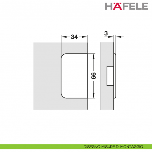 Cerniera per anta a libro per mobile ad angolo Hafele - disegno