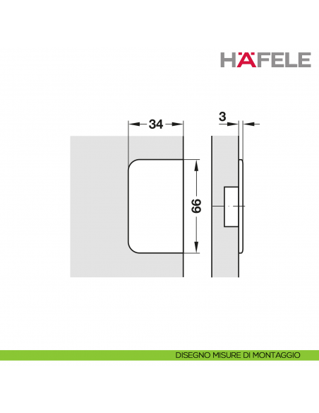 Cerniera per anta a libro per mobile ad angolo Hafele - disegno