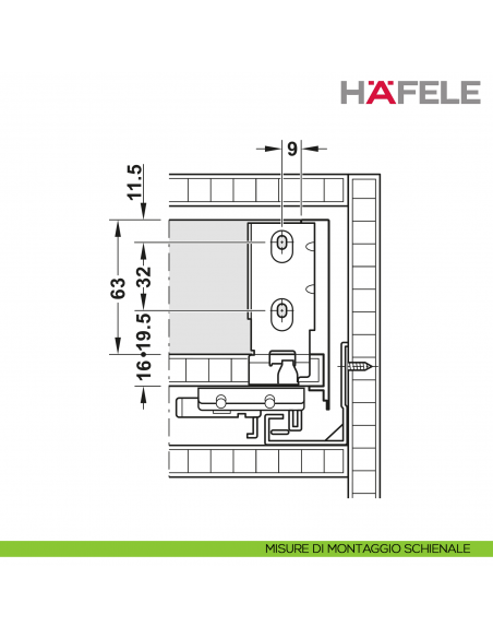 Disegno misure di montaggio schienale