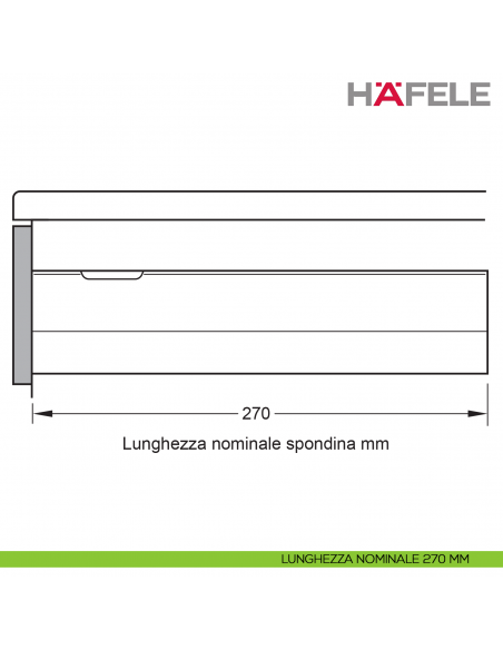 Disegno lunghezza nominale 270 mm