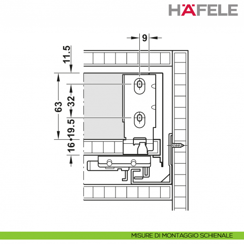 Disegno misure di montaggio schienale