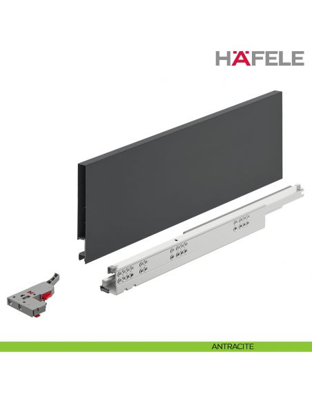 Kit cassetto ammortizzato Hafele Matrix Box Slim A portata 30 kg altezza spondina 128 mm uscita totale Syncro 3D  - antracite