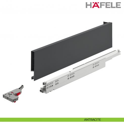 Kit cassetto ammortizzato Hafele Matrix Box Slim A portata 30 kg altezza spondina 89 mm uscita totale Syncro 3D - antracite
