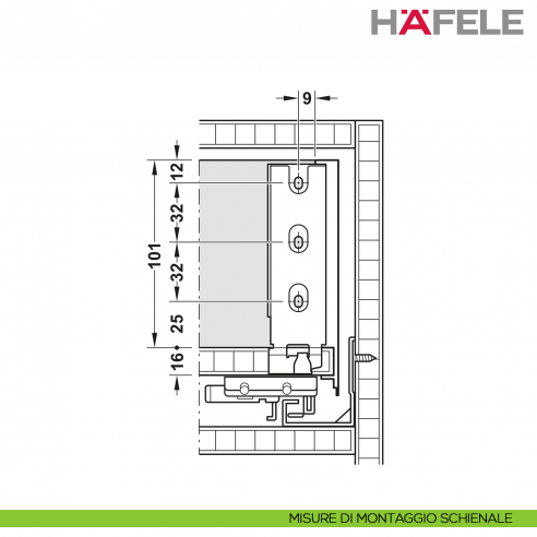 Disegno misure di montaggio schienale