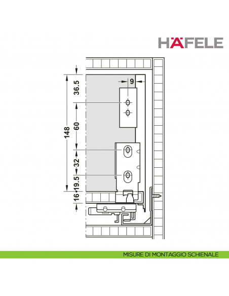 Disegno misure di montaggio schienale
