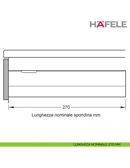 Disegno lunghezza nominale 270 mm