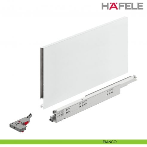 Kit cassetto ammortizzato Hafele Matrix Box Slim A portata 30 kg altezza spondina 175 mm uscita totale Syncro 3D - bianco