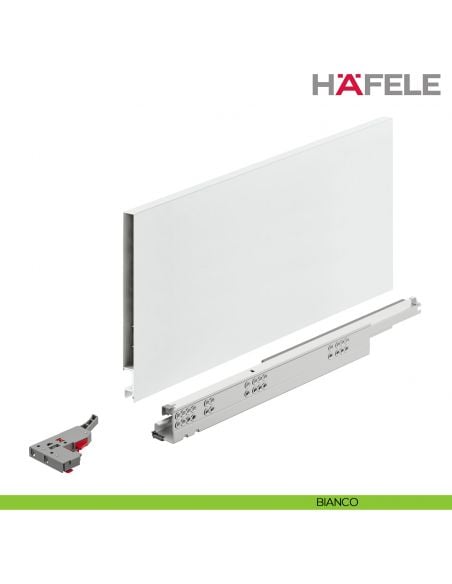 Kit cassetto ammortizzato Hafele Matrix Box Slim A portata 30 kg altezza spondina 175 mm uscita totale Syncro 3D - bianco
