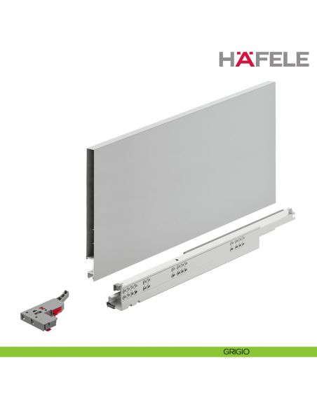 Kit cassetto ammortizzato Hafele Matrix Box Slim A portata 30 kg altezza spondina 175 mm uscita totale Syncro 3D - grigio
