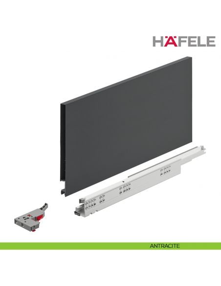 Kit cassetto ammortizzato Hafele Matrix Box Slim A portata 30 kg altezza spondina 175 mm uscita totale Syncro 3D - antracite