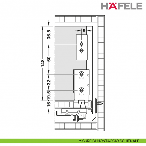 Disegno misure di montaggio schienale