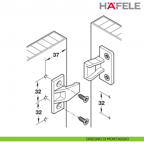 Giunto da infilare Hafele Keku AS completo di parte pannello e parte telaio