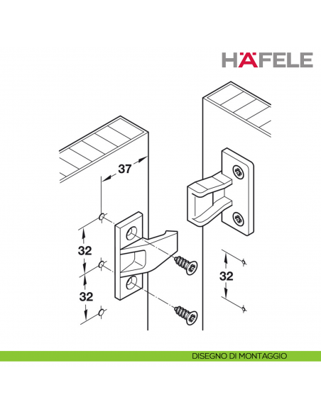 Giunto da infilare Hafele Keku AS completo di parte pannello e parte telaio