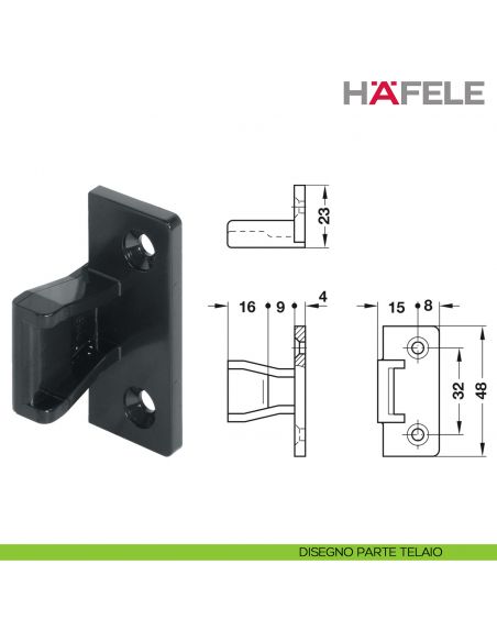Giunto da infilare Hafele Keku AS completo di parte pannello e parte telaio
